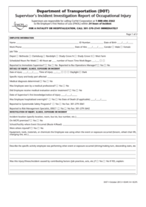 Fillable Dot Supervisor S Incident Investigation Report Of Occupational