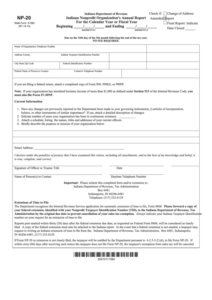 Fillable Form Np 20 Indiana Nonprofit Organization S Annual Report