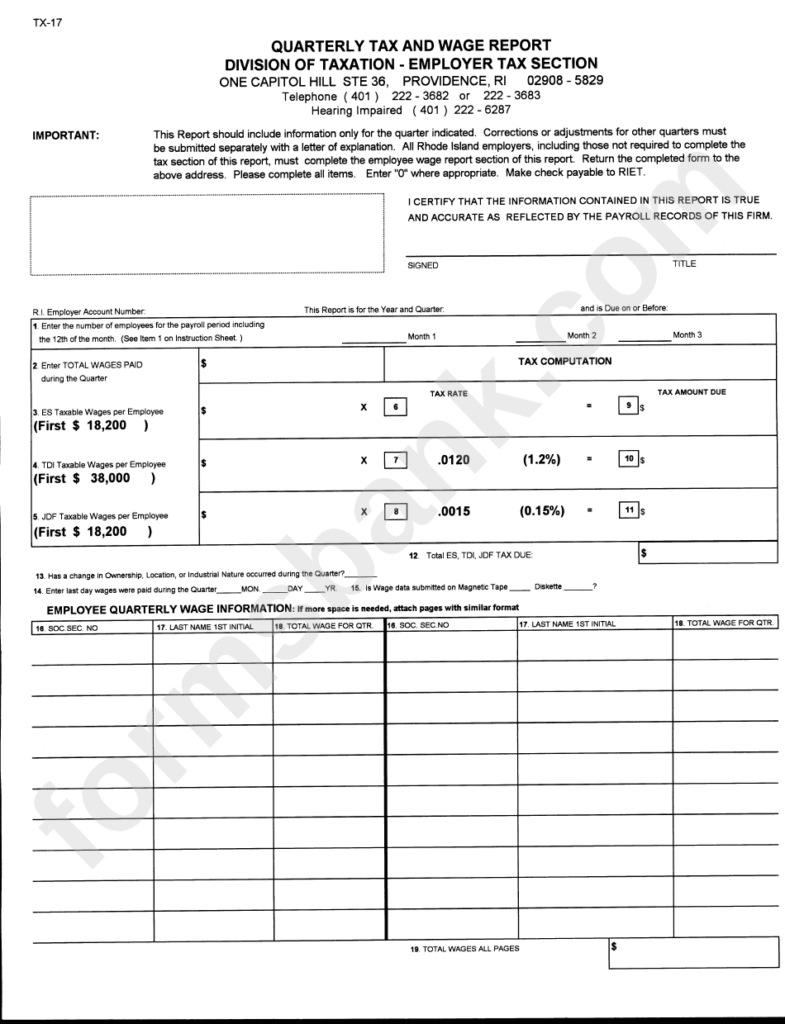 Fillable Form Tx 17 Quarterly Tax And Wage Report Printable Pdf Download