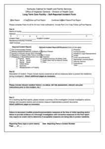 Fillable Long Term Care Facility Self Reported Incident Form