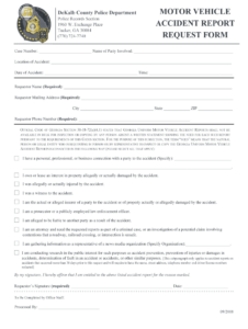 Fillable Online Motor Vehicle Accident Report Request Form pdf Fax