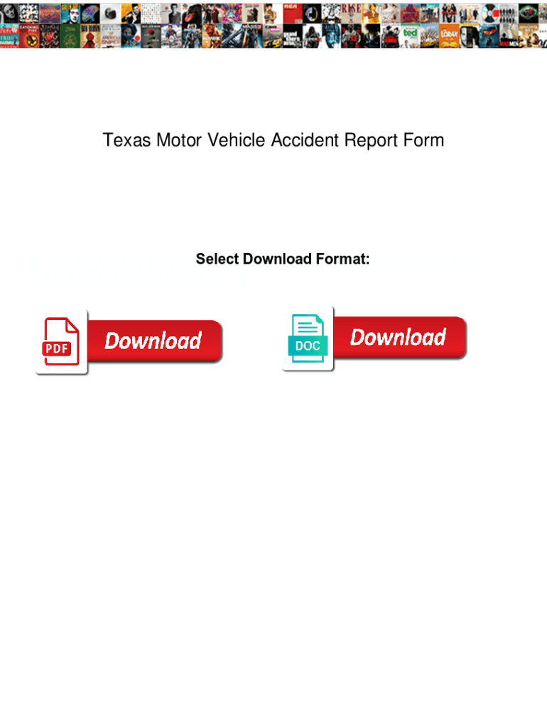 Fillable Online Texas Motor Vehicle Accident Report Form Texas Motor 