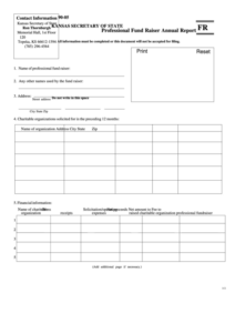 Fillable Professional Fund Raiser Annual Report Form Kansas Secretary