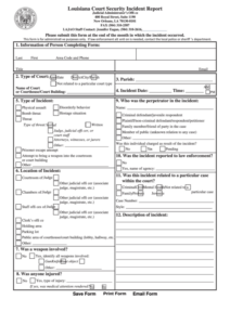 Fillable Security Incident Report Form Louisiana Printable Pdf Download