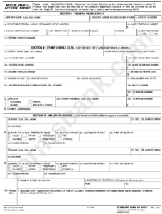 Fillable Standard Form 91 Motor Vehicle Accident Report Printable Pdf