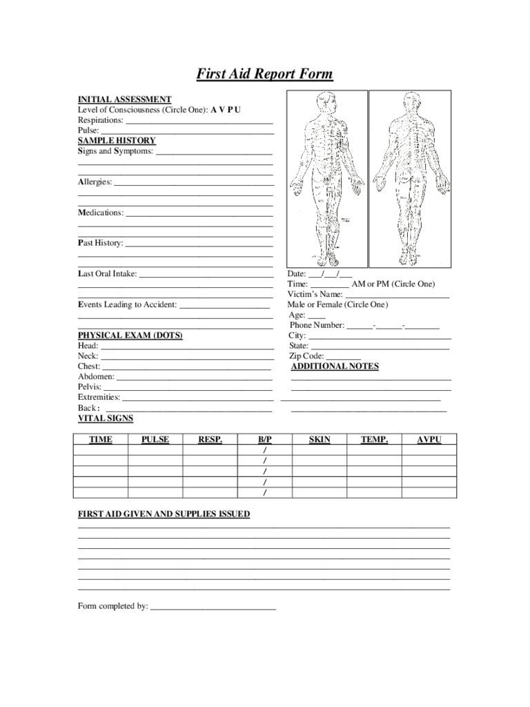 First Aid Report Form 2 Free Templates In Pdf Word Excel Regarding 