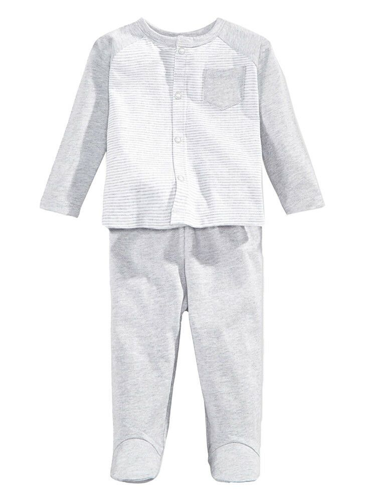 First Impressions Baby Boys Take Me Home Grey Stripe Coverall Pants 0 