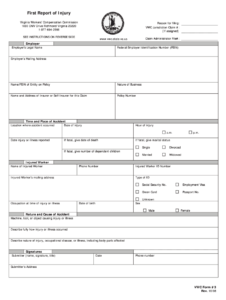 First Injury Report Fill Online Printable Fillable Blank PdfFiller