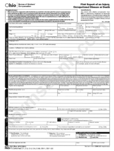 First Report Of Injury Bwc Form Ohio Printable Pdf Download