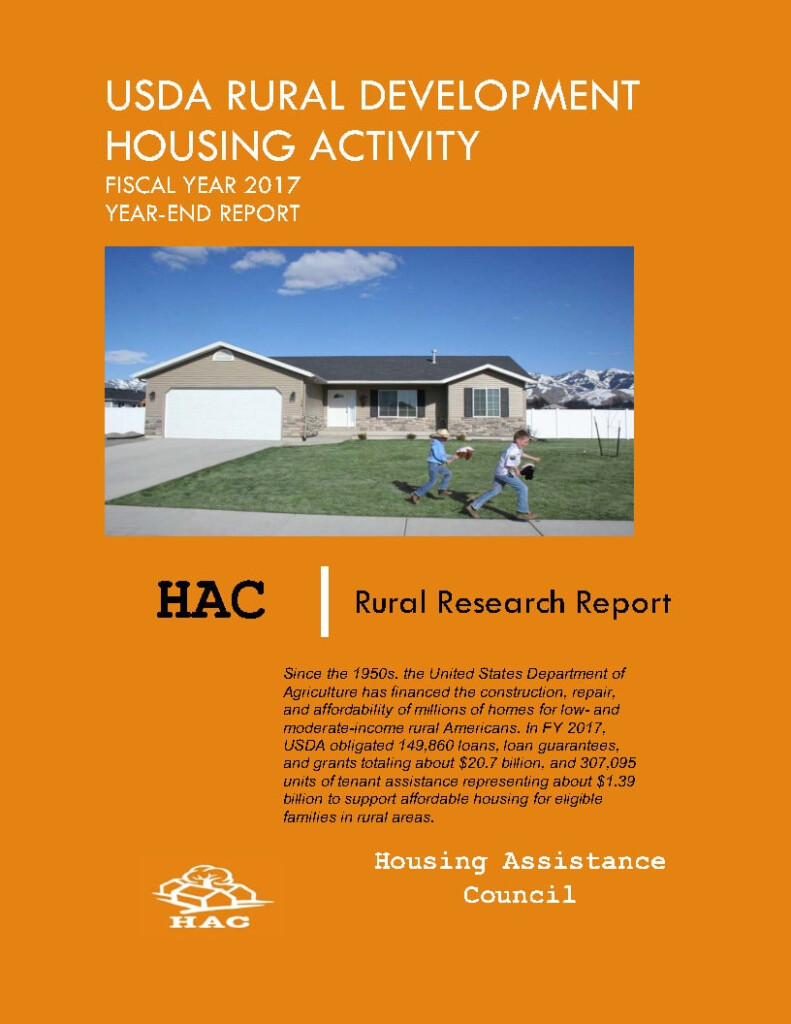 Fiscal Year FY 2017 USDA Rural Housing Program Funding Activity Year 