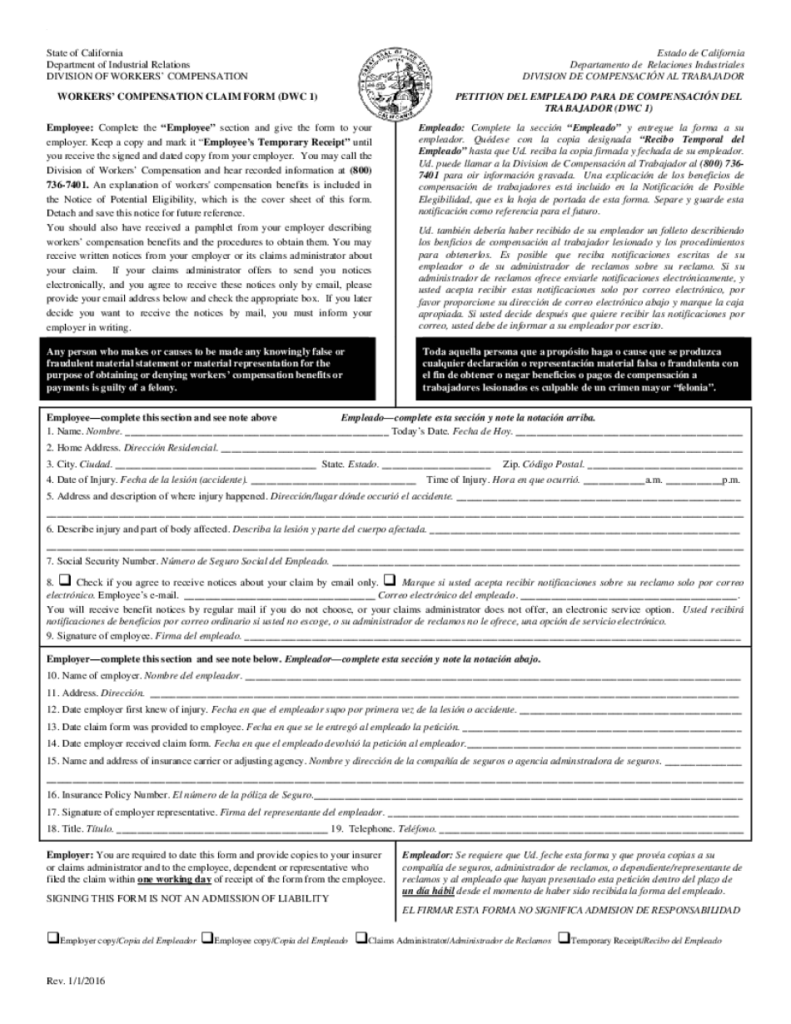 Florida Workers Compensation Form Dwc 25 Fill Online Printable 