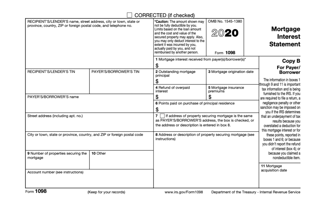 Form 1098 Mortgage Interest Statement Definition