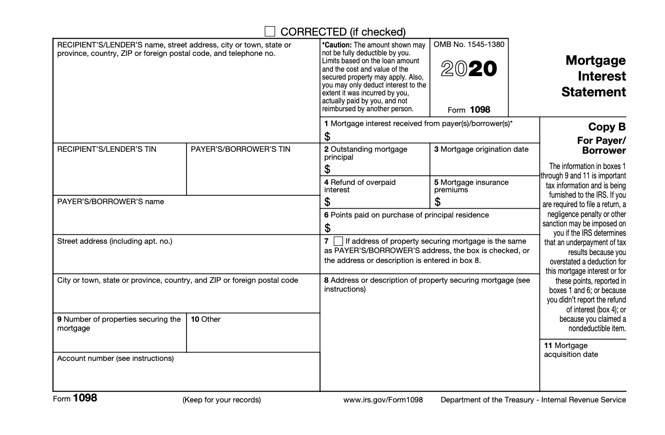 Form 1098 Mortgage Interest Statement Definition