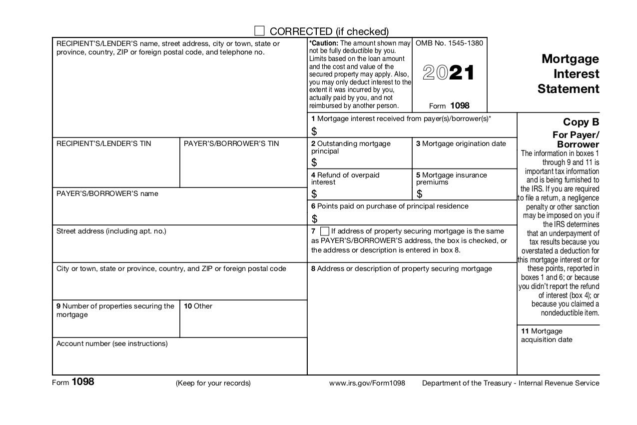 Form 1098 Mortgage Interest Statement Definition