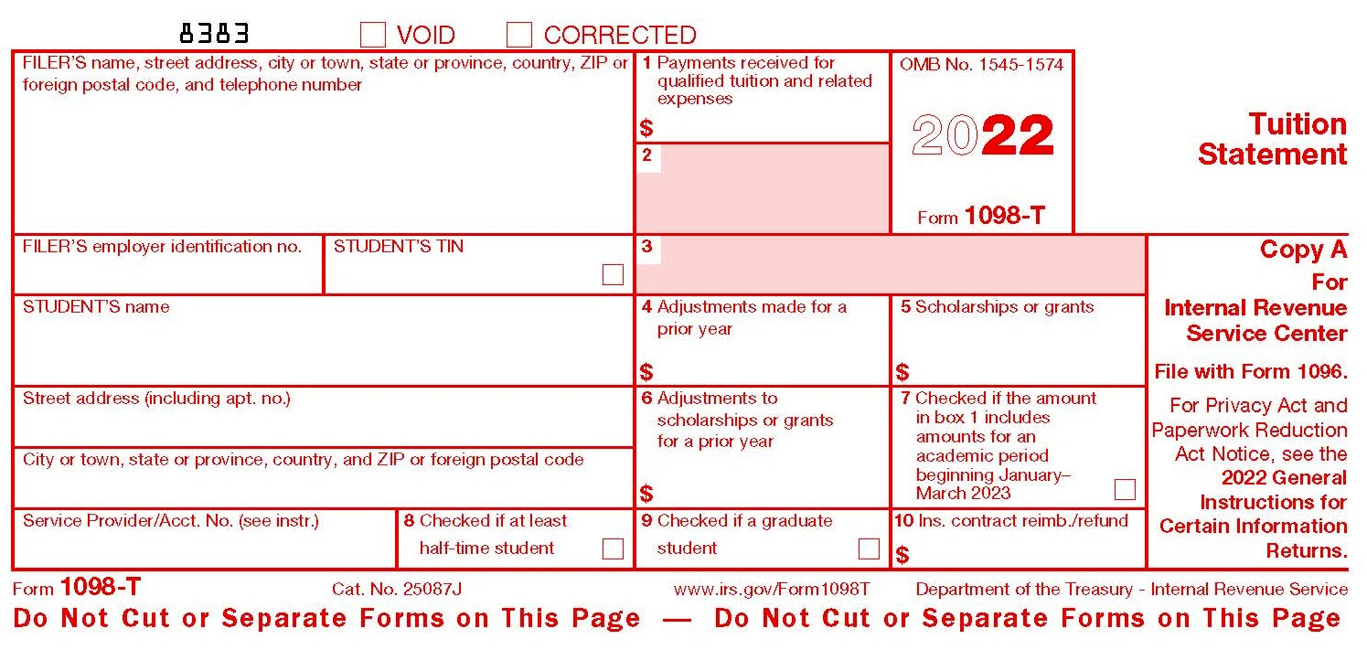 Form 1098t Printable Printable Forms Free Online