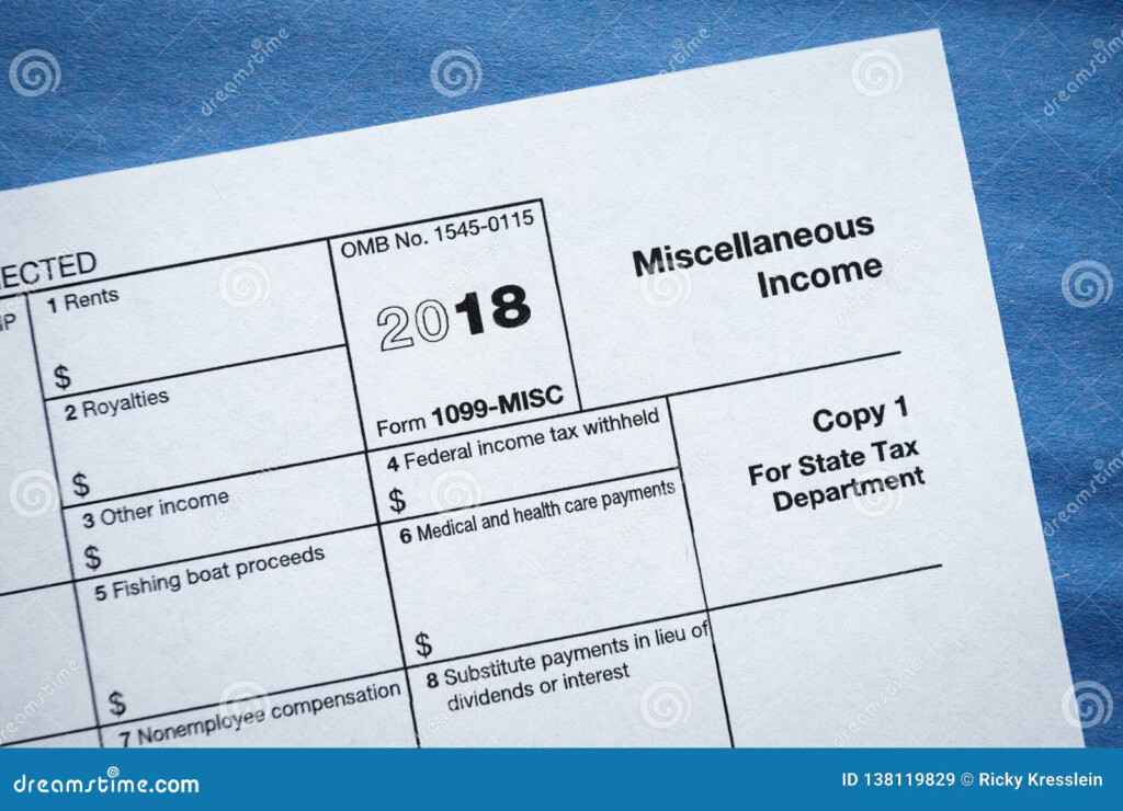 Form 1099 MISC Miscellaneous Income Editorial Stock Image Image Of 