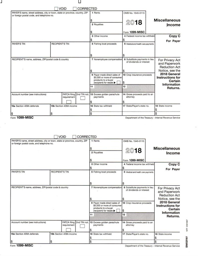 Form 1099 MISC Miscellaneous Income Payer Copy C