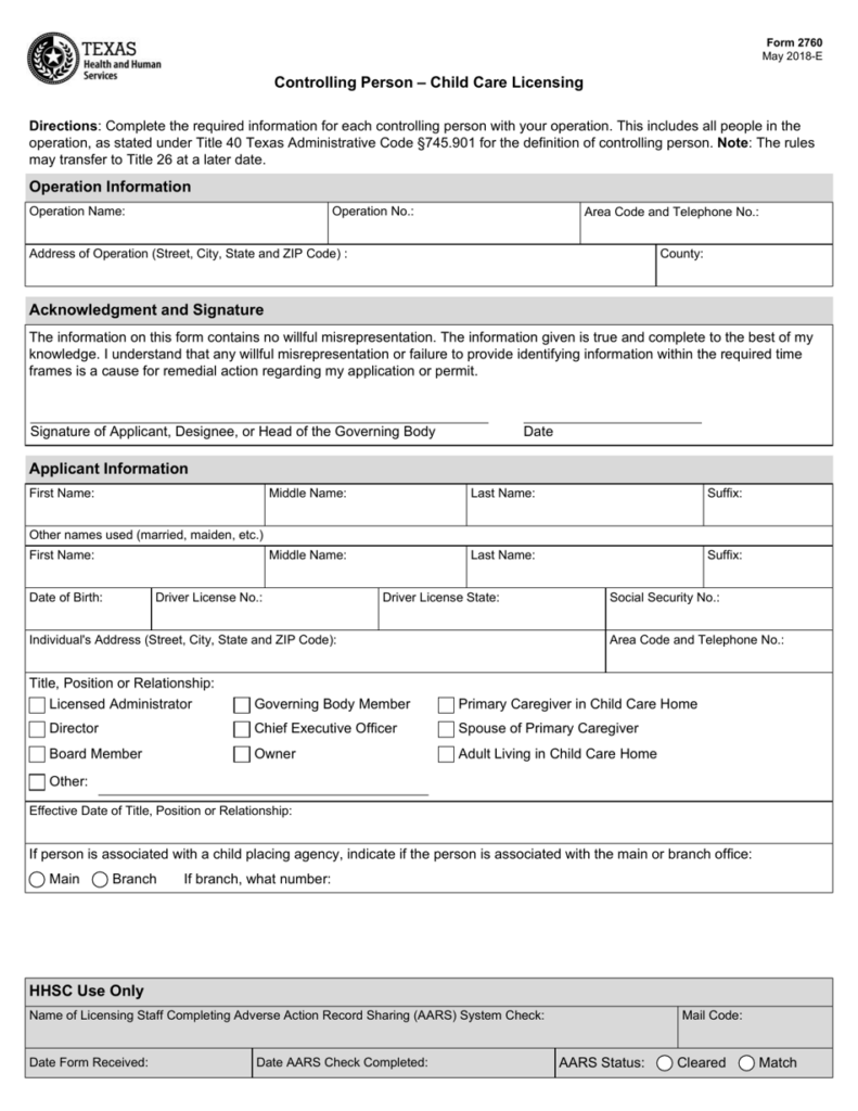 Form 2760 Download Fillable PDF Or Fill Online Controlling Person 
