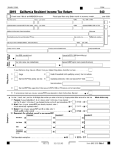 Form 540 California Adjustments Residence