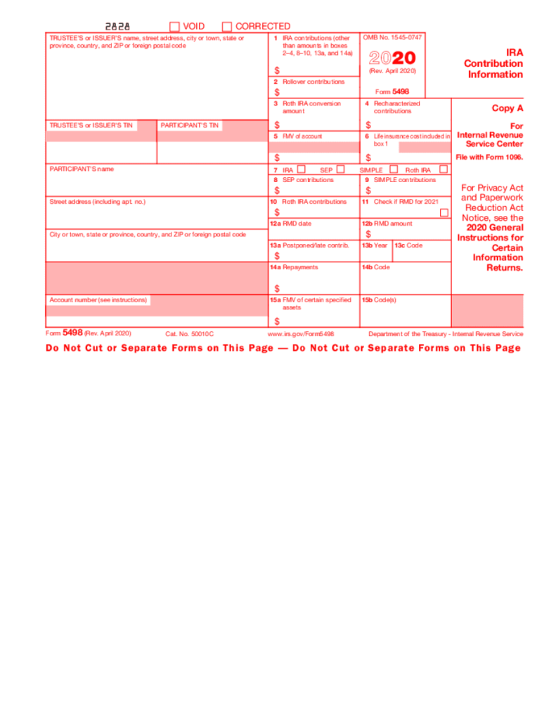 Form 5498 sa Instructions 2020 Fill Online Printable Fillable Blank 