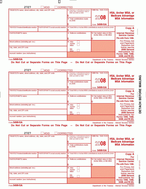 Form 5498 SA IRS Copy A