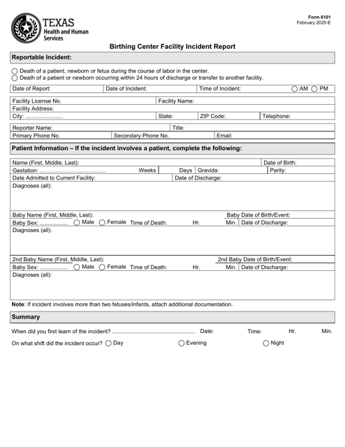 Form 6101 Download Fillable PDF Or Fill Online Birthing Center Facility 