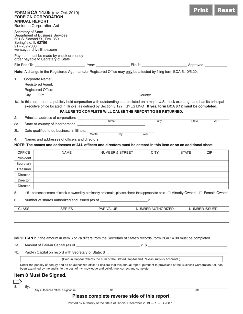 Form BCA14 05F Download Fillable PDF Or Fill Online Foreign Corporation 