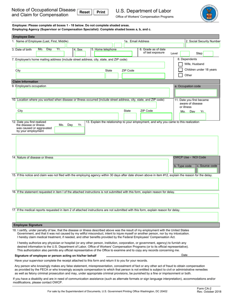 Form CA 2 Download Fillable PDF Or Fill Online Notice Of Occupational 
