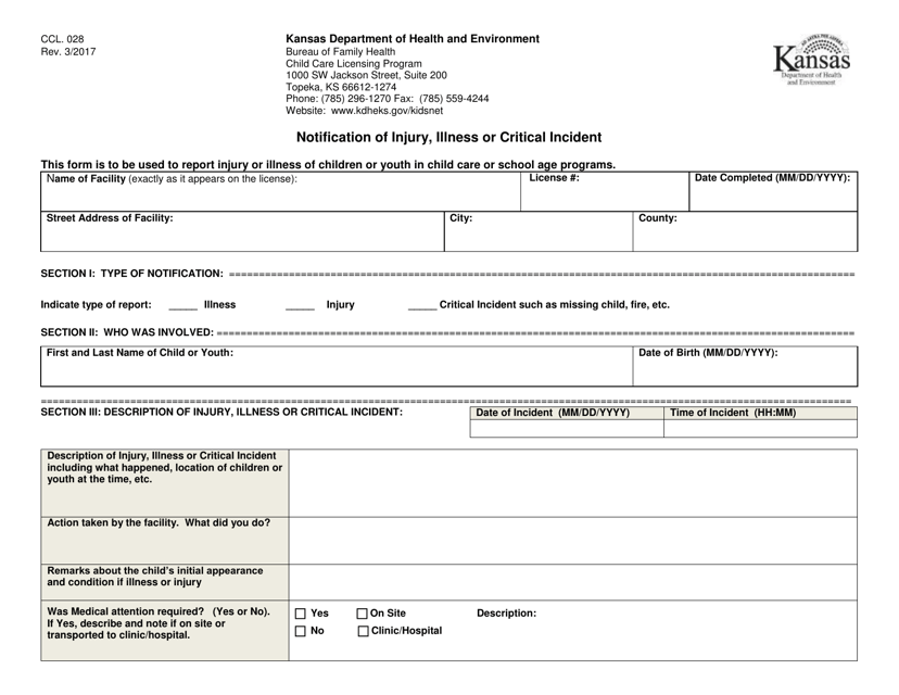 Form CCL 028 Download Printable PDF Or Fill Online Notification Of 