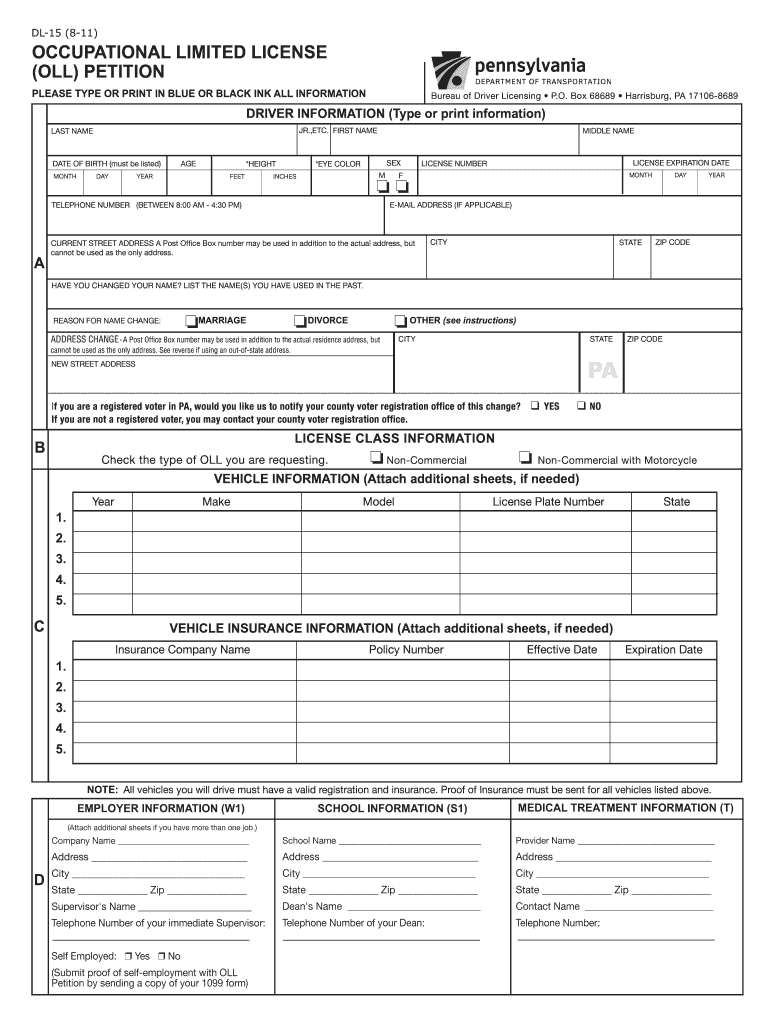 Form Dl 15 2011 Fill Out Sign Online DocHub