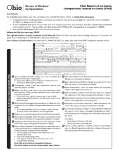 Form FROI 1 BWC 1101 Download Printable PDF Or Fill Online First