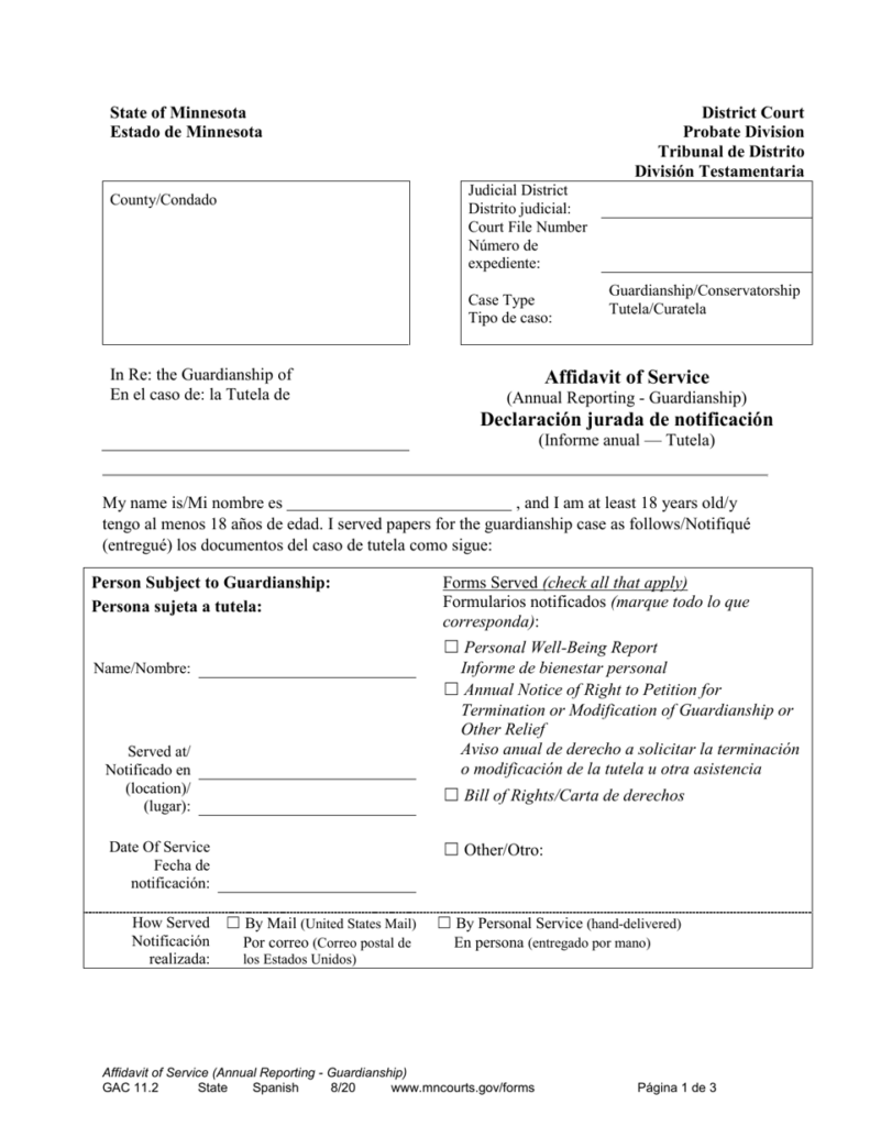 Form GAC11 2 Download Printable PDF Or Fill Online Affidavit Of Service 