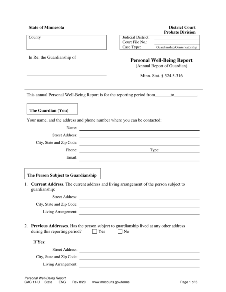 Form GAC11 U Download Printable PDF Or Fill Online Personal Well Being 