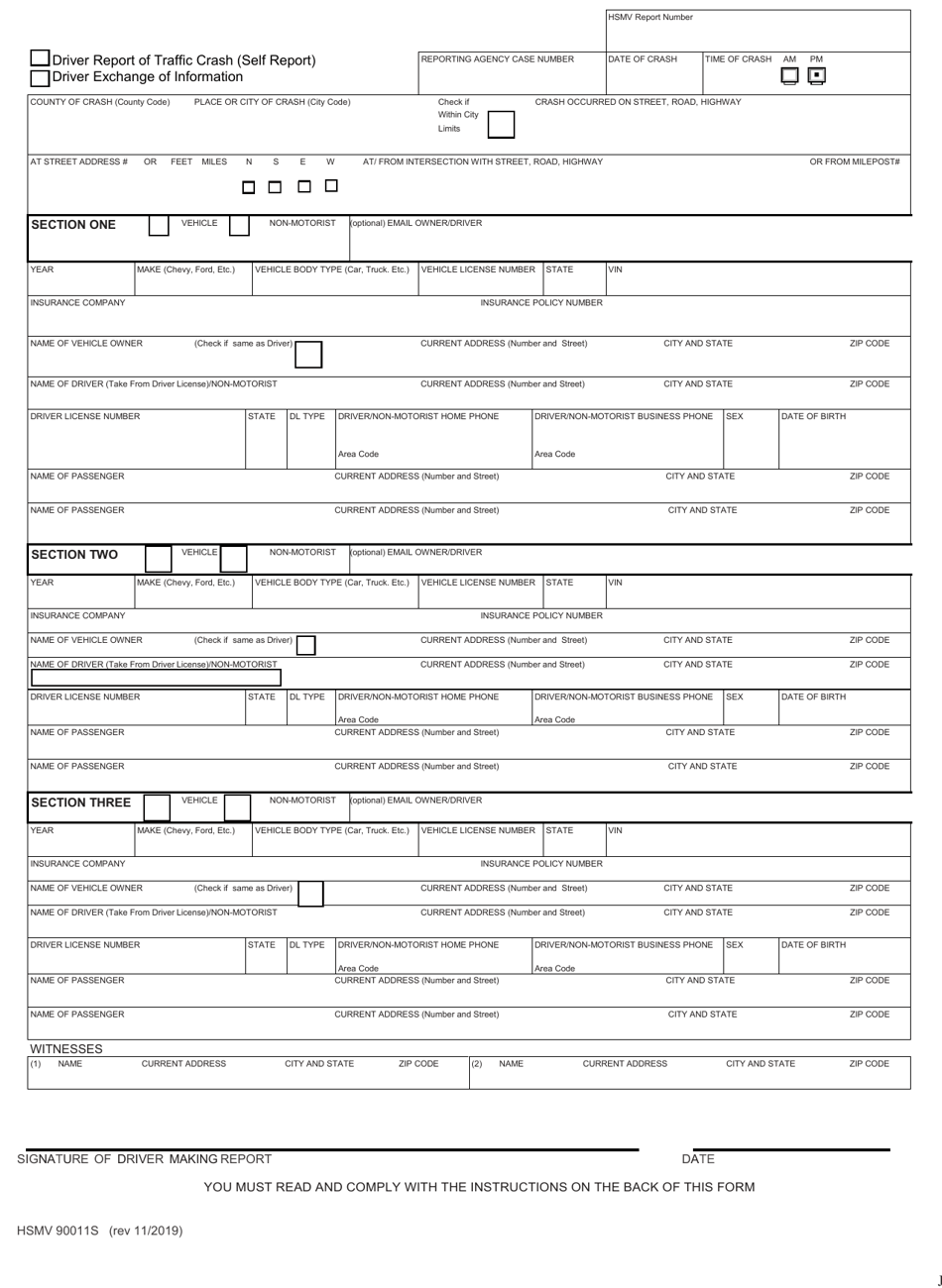 Form HSMV90011S Download Fillable PDF Or Fill Online Accident Self 