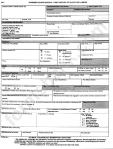 Form Ia 1 Workers Compensation First Report Of Injury Or Illness