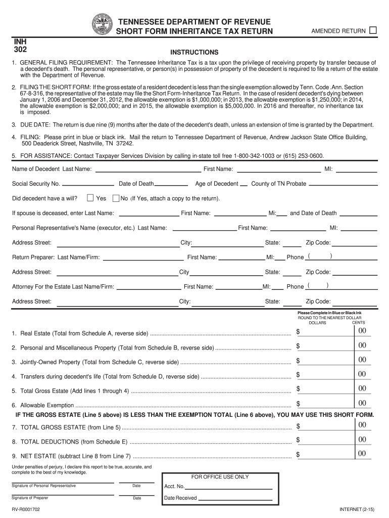 Form Inheritance Tax Fill Out Sign Online DocHub