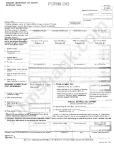 Form Oq Oregon Quarterly Tax Report Printable Pdf Download