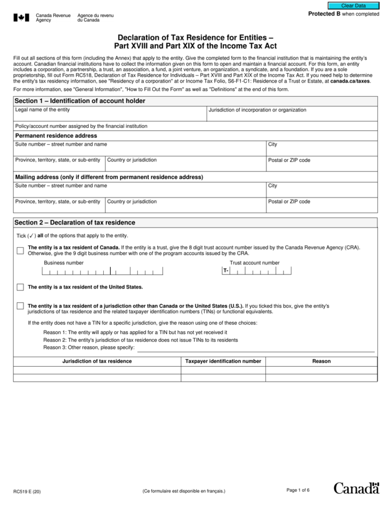 Form RC519 Download Fillable PDF Or Fill Online Declaration Of Tax 