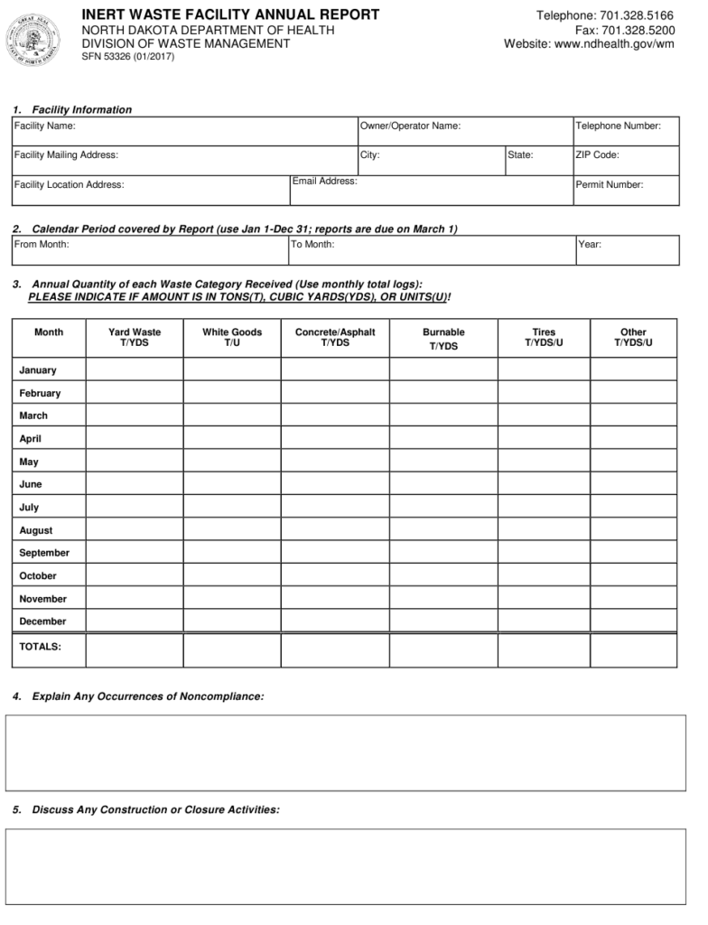 Form SFN53326 Download Printable PDF Or Fill Online Inert Waste 