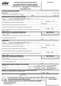 Form Sr 1a California Traffic Accident Report Printable Pdf Download