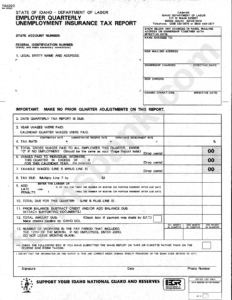 Form Tax020 Employer Quarterly Unemployment Insurance Tax Report