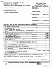 Form Tax020 Employer Quarterly Unemployment Insurance Tax Report