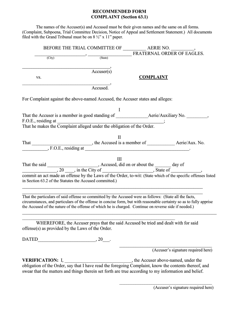 Fraternal Order Of Eagles Trial Forms Fill Out Sign Online DocHub