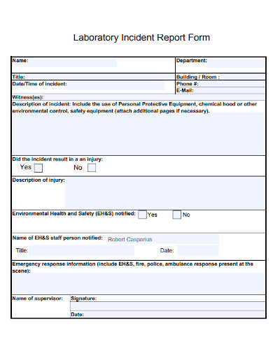 FREE 10 Laboratory Incident Report Samples Clinical Medical 