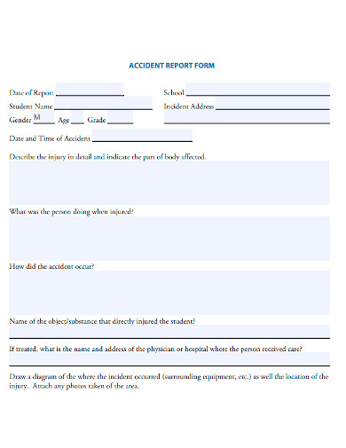 FREE 10 School Accident Report Form Samples Student Bus Primary 