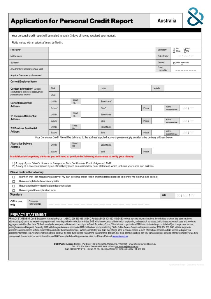 FREE 13 Credit Report Forms In PDF MS Word Fillable Form 2022