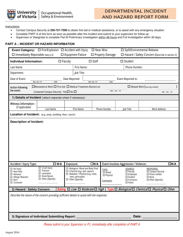 Free 13 Hazard Report Forms In Ms Word Pdf For Hazard Incident