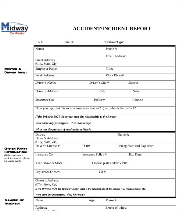 FREE 13 Sample Accident Incident Reports In MS Words PDF Pages