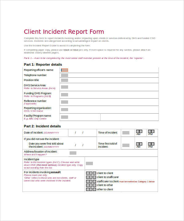 FREE 34 Sample Incident Report Templates In PDF MS Word Pages 