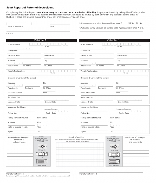 FREE 5 Car Accident Report Forms In PDF